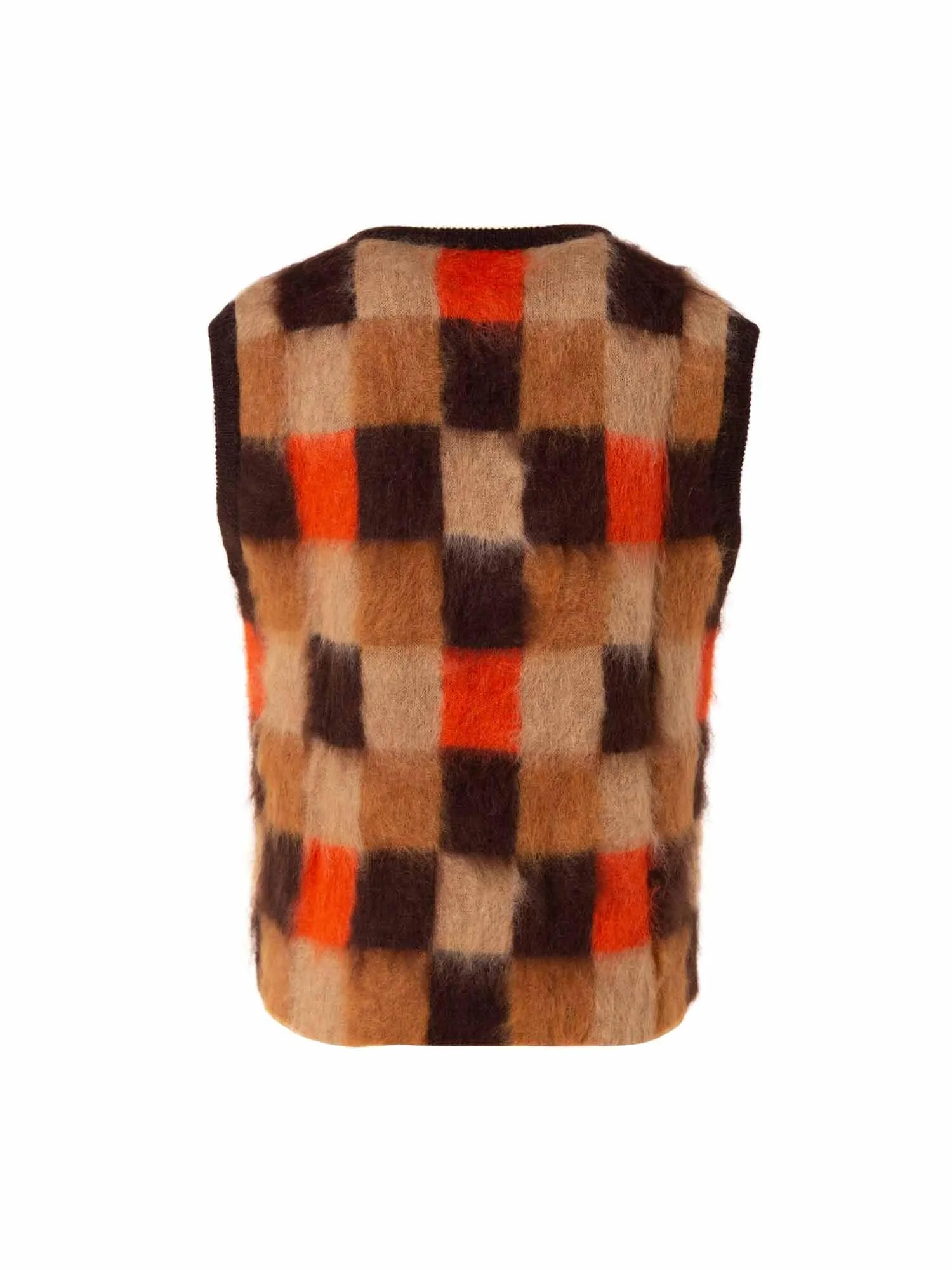 Checkerboard Mohair V Neck Gilet