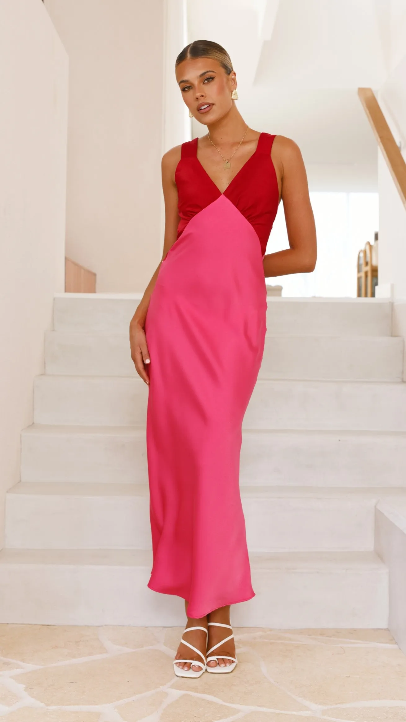 Glacia Maxi Dress - Pink/Red