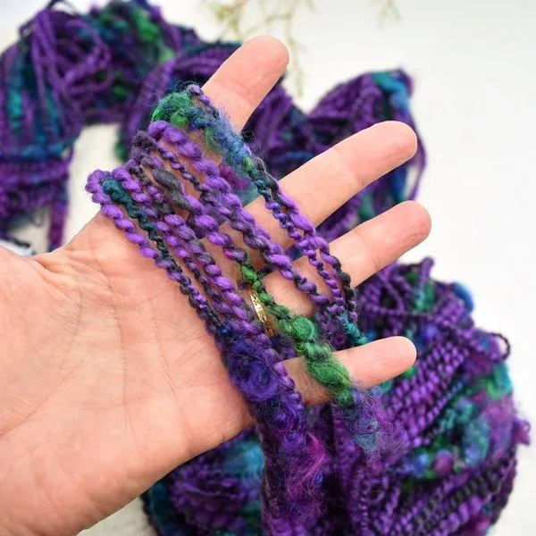 Handspun Chunky Tasmanian Merino Art Yarn in Amethyst Jewels