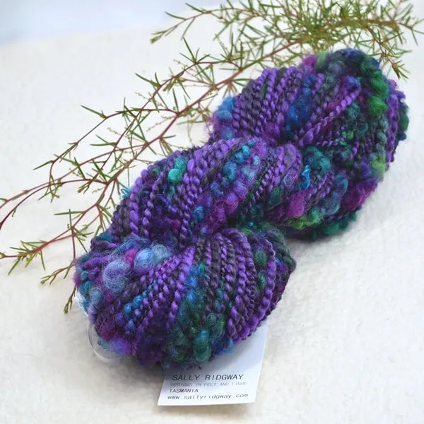 Handspun Chunky Tasmanian Merino Art Yarn in Amethyst Jewels