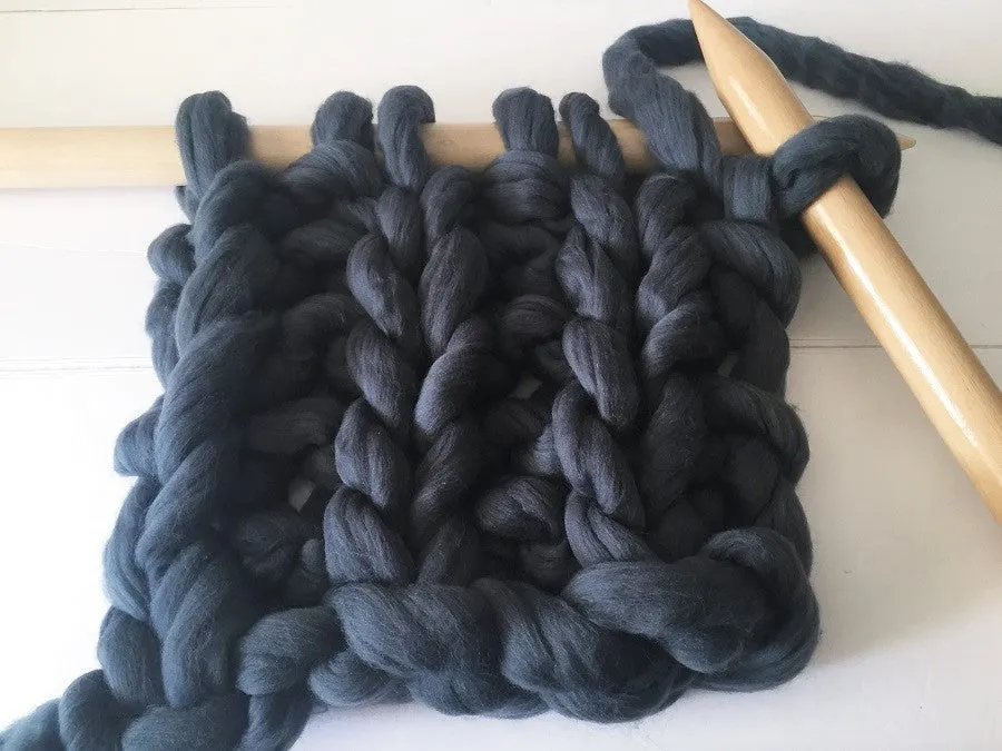 Super Chunky 100% Merino Wool Yarn, Gray