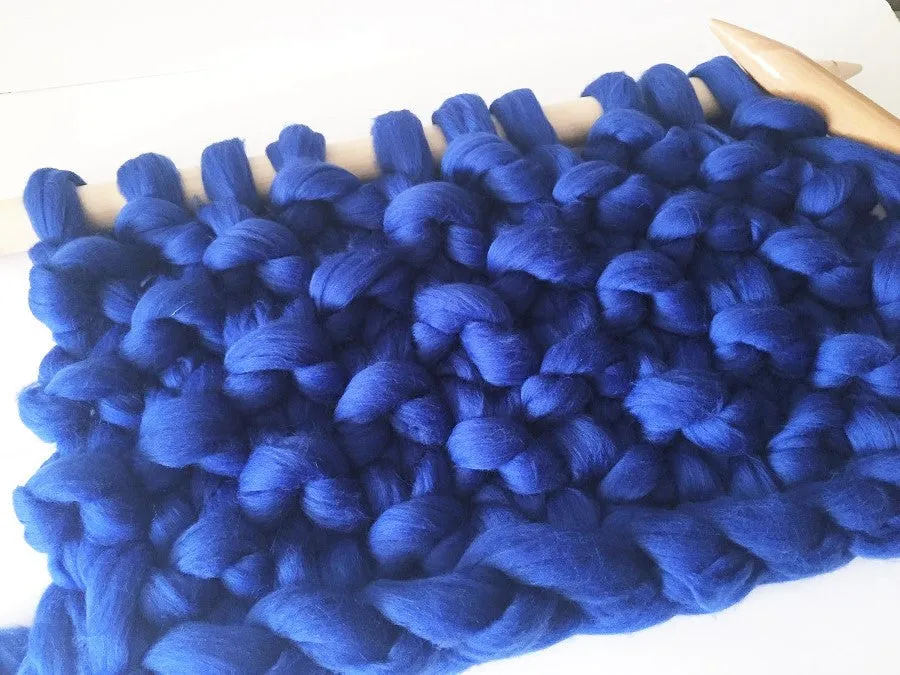 Super Chunky 100% Merino Wool Yarn, Royal Blue