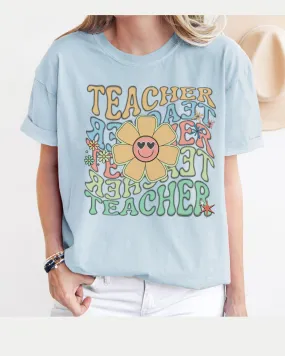 Teacher Comfort Colors® T-Shirt, Retro Design Hippie Vintage Cute Women's T-Shirt