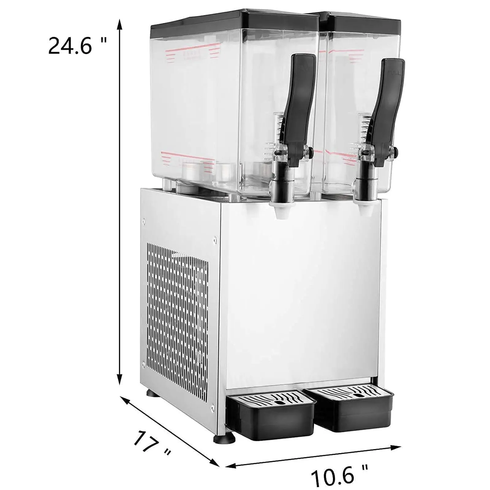 TECSPACE 110V 20L Commercial Beverage Dispenser Cold and Hot 2 Tanks 6.4 Gallon 150W Stainless Steel Fruit Juice Beverage Machine