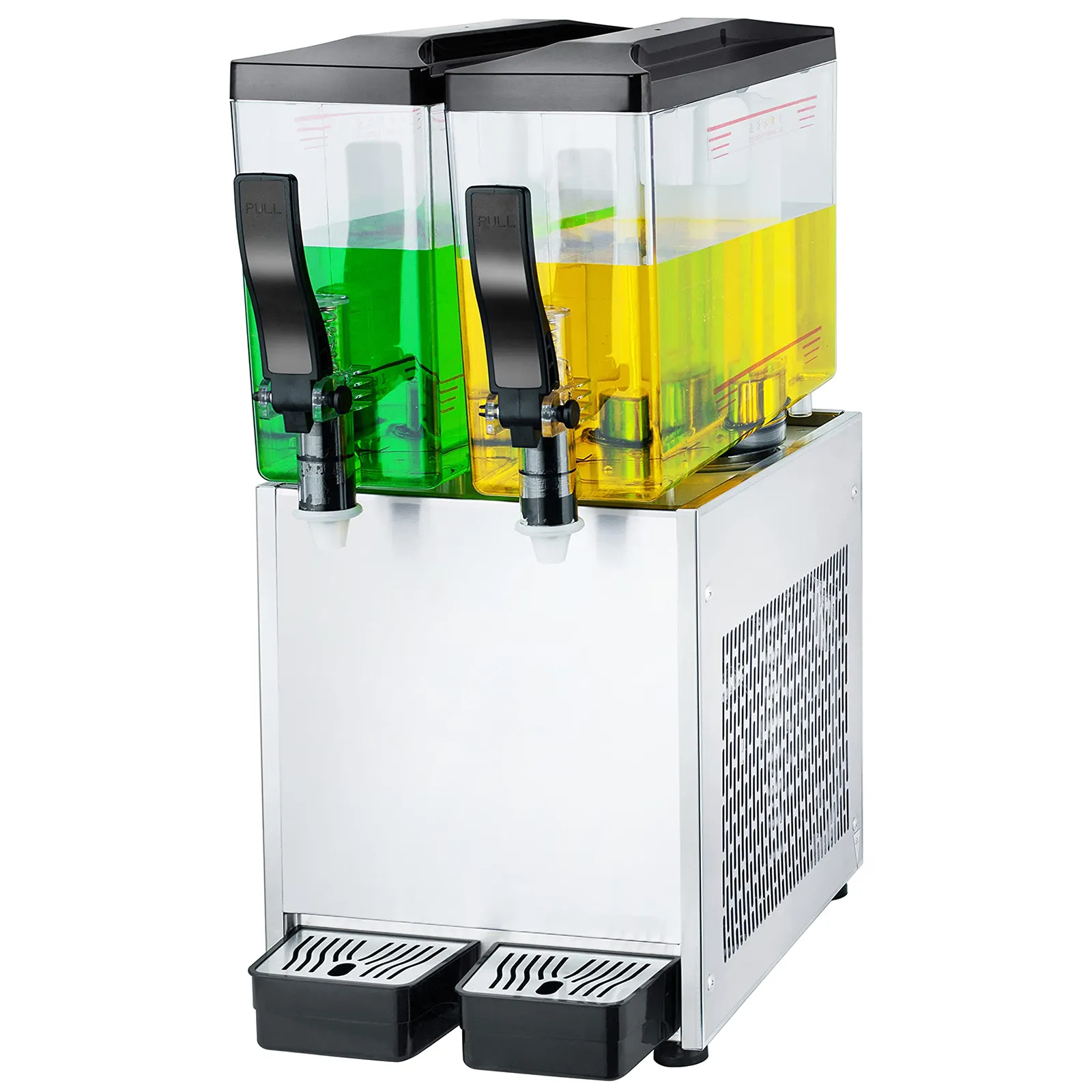 TECSPACE 110V 20L Commercial Beverage Dispenser Cold and Hot 2 Tanks 6.4 Gallon 150W Stainless Steel Fruit Juice Beverage Machine