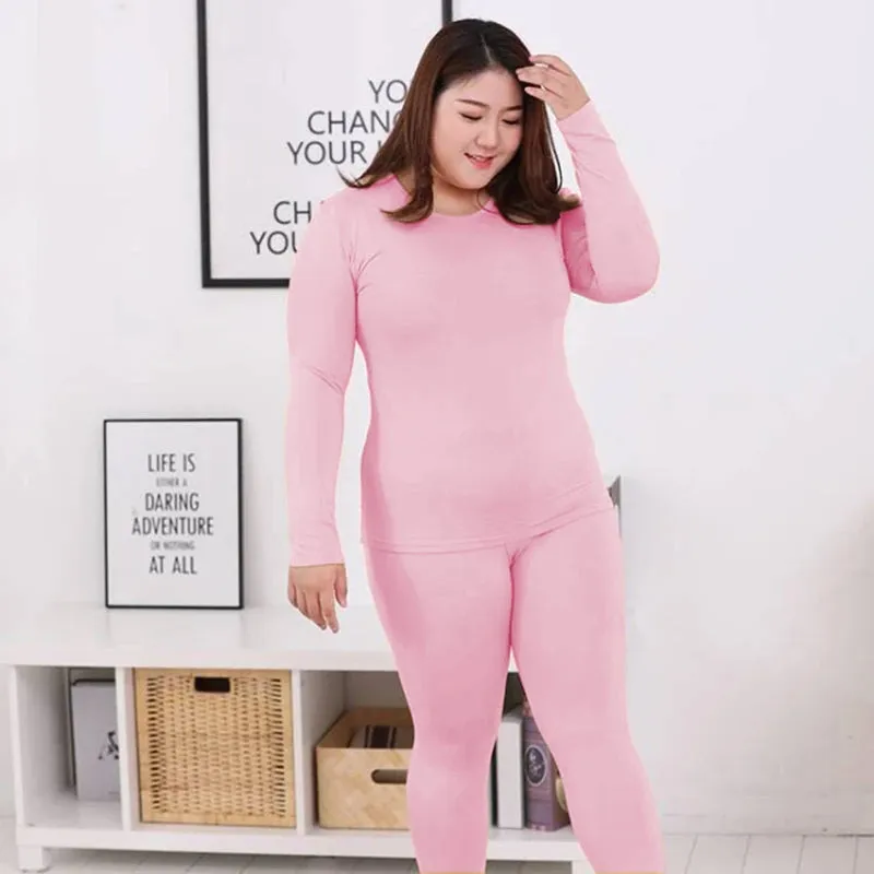 Women's Set Thin Round Neck Large Size Thermal Underwear