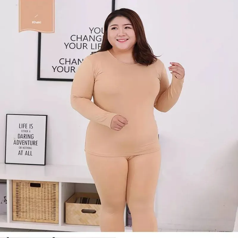 Women's Set Thin Round Neck Large Size Thermal Underwear