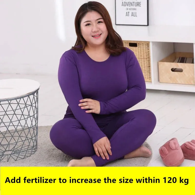 Women's Set Thin Round Neck Large Size Thermal Underwear