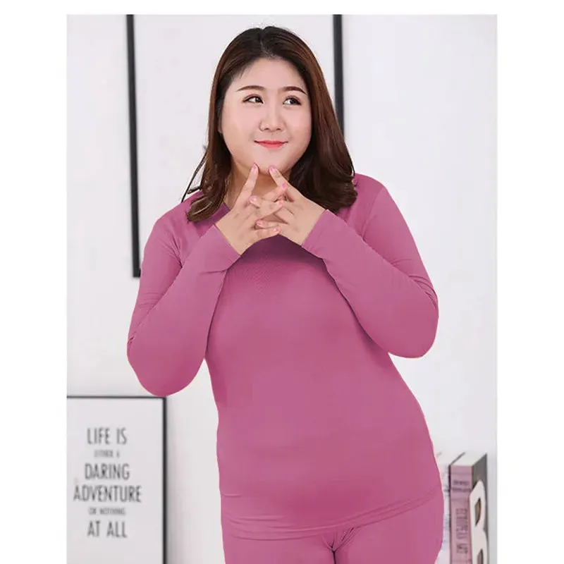 Women's Set Thin Round Neck Large Size Thermal Underwear