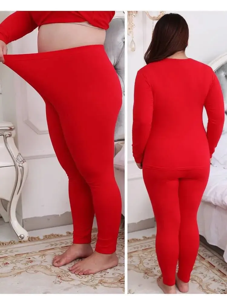 Women's Set Thin Round Neck Large Size Thermal Underwear