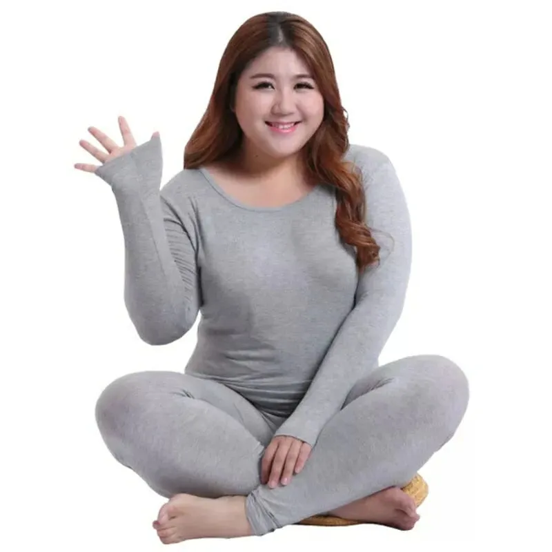 Women's Set Thin Round Neck Large Size Thermal Underwear